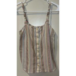 Madewell Button-Front Cami Tank‎ inTextural Rainbow Stripe Size XS